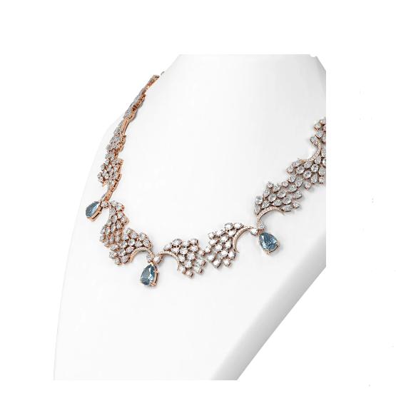 18K Rose Gold Aquamarine Diamond Boutique Bloomy Necklace