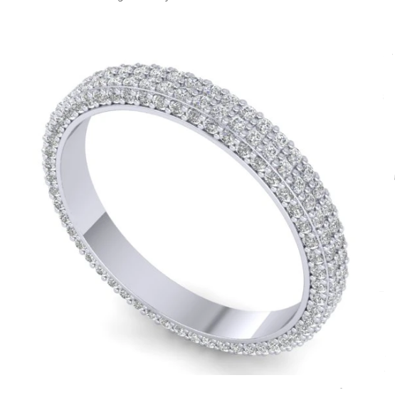 18K White Gold Fully Micropave Diamond Eternity Ring